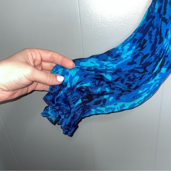 bl^nk bl-nk London Anthropologie Blue Leopard cheetah Miranda Peasant Blouse XS - Picture 5 of 9